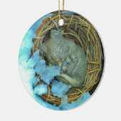 Kleine Maus im Schnee Keramik Ornament (Links)