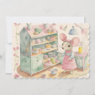 Kleine Maus in der Küche. Feiertagskarte