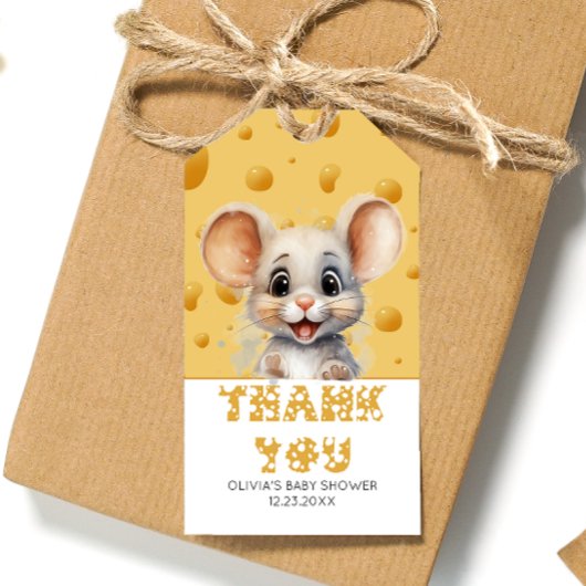 Kleine Maus in Käse Danke Geschenkanhänger