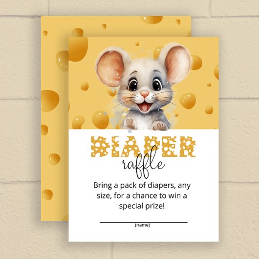 Kleine Maus in Käsediaper Gewinnschein Begleitkarte