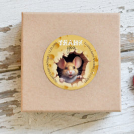 Kleine Maus in Käsedusche Runder Aufkleber