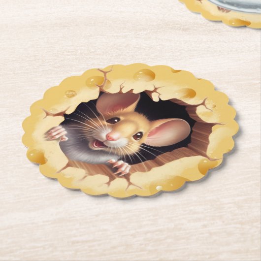 Kleine Maus in Käsedusche Untersetzer (angewinkelt)