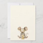 Kleine Maus Junge Geburtstag drehen zwei Einladung (Rückseite)