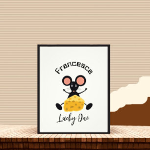 Kleine Maus mit Käse Fotodruck