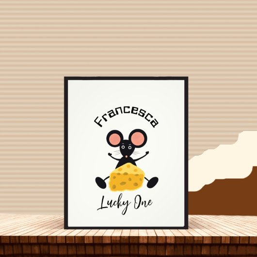 Kleine Maus mit Käse Fotodruck