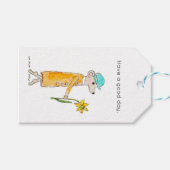 Kleine Maus mit Narzisse Geschenkanhänger (Vorderseite (Horizontal))