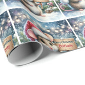 Kleine Maus personalisieren Name Mädchen Weihnacht Geschenkpapier (Rolleneckpunkt)