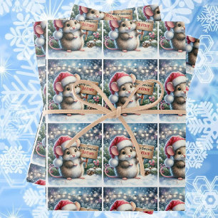 Kleine Maus personalisieren Name Mädchen Weihnacht Geschenkpapier Set