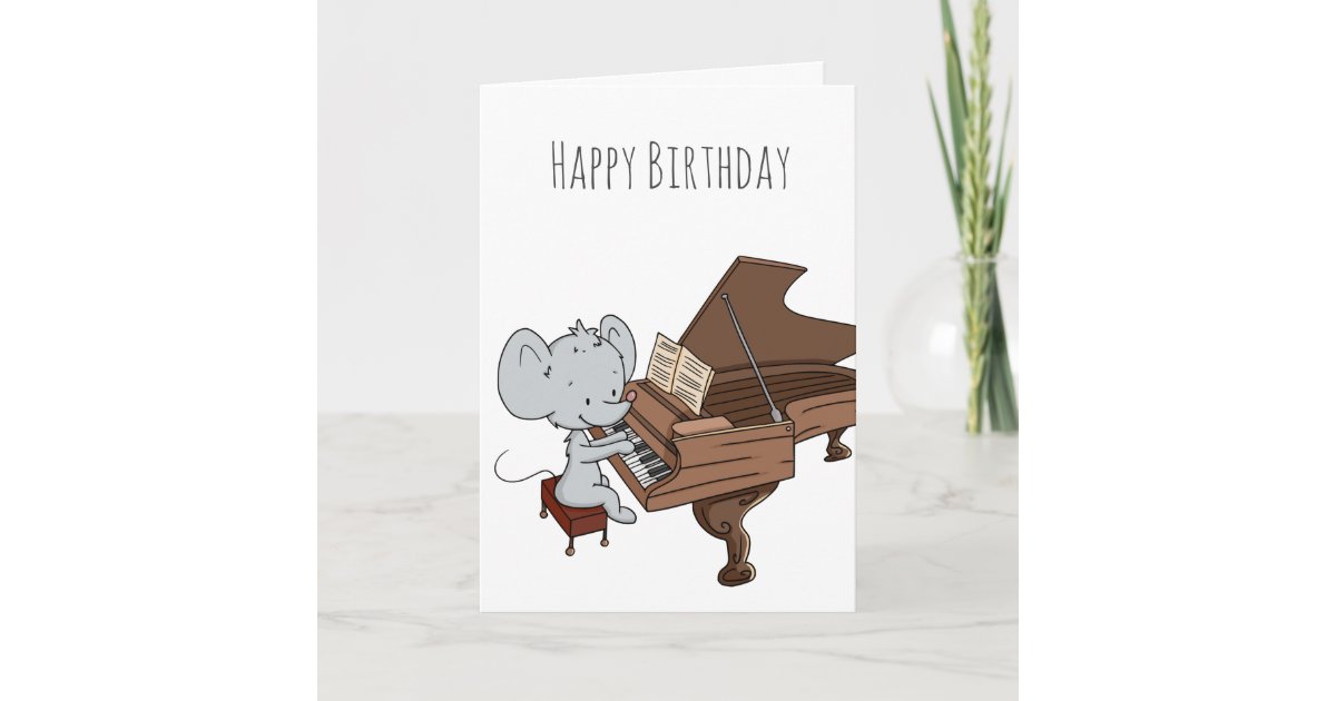 Kleine Maus spielen Klavier glücklich Geburtstag Karte Zazzle.de