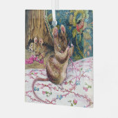 Kleine Maus Threading a Nadel Ornament Aus Glas (Vorderseite links)