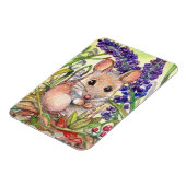 Kleine Maus und violette Blumen Magnet (Linke Seite)