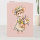 Kleine Maus Wildblumenkorb Dankeskarte (Rückseite)