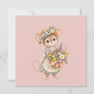 Kleine Maus Wildblumenkorb Einladung