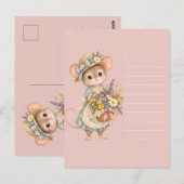 Kleine Maus Wildblumenkorb Postkarte (Vorne/Hinten)