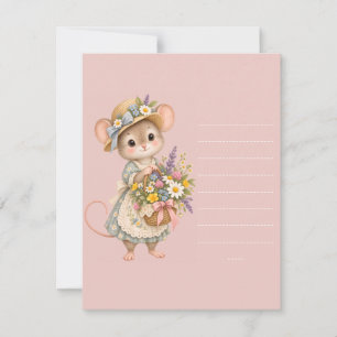 Kleine Maus Wildblumenkorb RSVP Karte