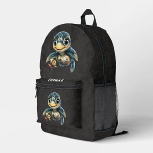 Kleine Meeresschildkröte, die mit ihrer Freundin e Bedruckter Rucksack