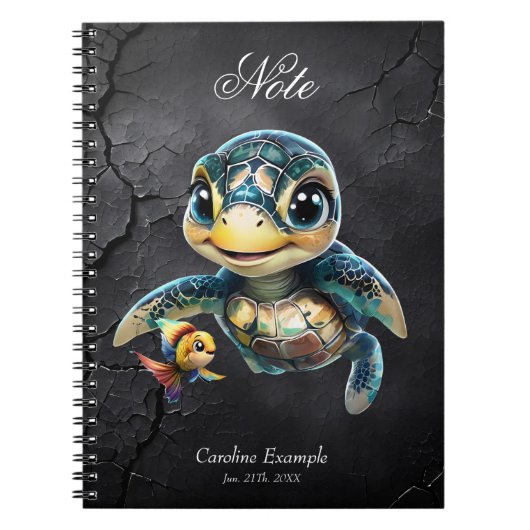 Kleine Meeresschildkröte, die mit ihrer Freundin e Notizblock (Vorderseite)