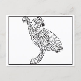 Kleine Meeresschildkrötenlinie Zeichnend Postkarte
