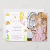 Kleine Meerjungfrau Einladung mit Foto (Vorderseite)