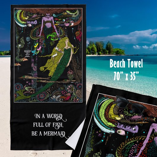 Kleine Meerjungfrau Hexe farbenfroh Strandtuch