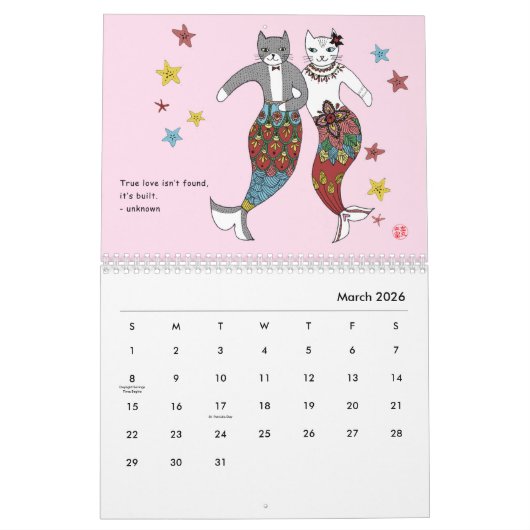 Kleine Meerjungfrau-Katze Kalender (Mär 2026)