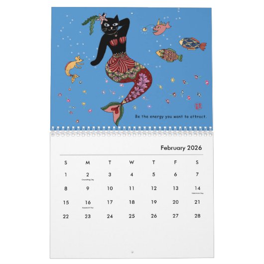 Kleine Meerjungfrau-Katze Kalender (Feb 2026)