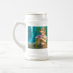 Kleine Meerjungfrau mit Anemone-Blume Bierglas