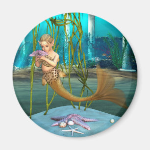 Kleine Meerjungfrau mit Anemonenblume Magnet