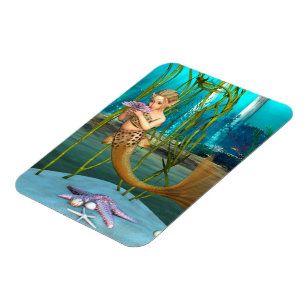 Kleine Meerjungfrau mit Anemonenblume Magnet