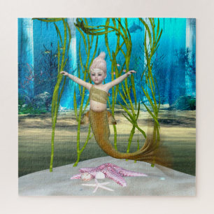 Kleine Meerjungfrau Niedliche Fantasy Mädchen, Bla Puzzle