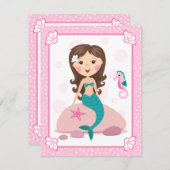 Kleine Meerjungfrau niedliche Geburtstagsfrau Einladung (Vorne/Hinten)