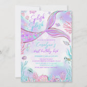 Kleine Meerjungfrau Pink Lila Geburtstagseinladung Einladung (Vorderseite)