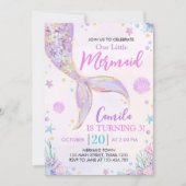 Kleine Meerjungfrau Thema Geburtstag Einladung (Vorderseite)