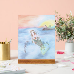 Kleine Meerjungfrau und Freund vor der Küste Maine Acrylschild