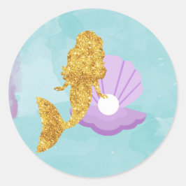 Kleine Meerjungfrau unter dem Gastgeschenk Runder Aufkleber