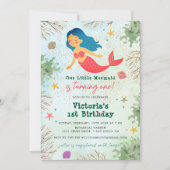 Kleine Meerjungfrau unter dem Glitzer von Meergold Einladung (Vorderseite)