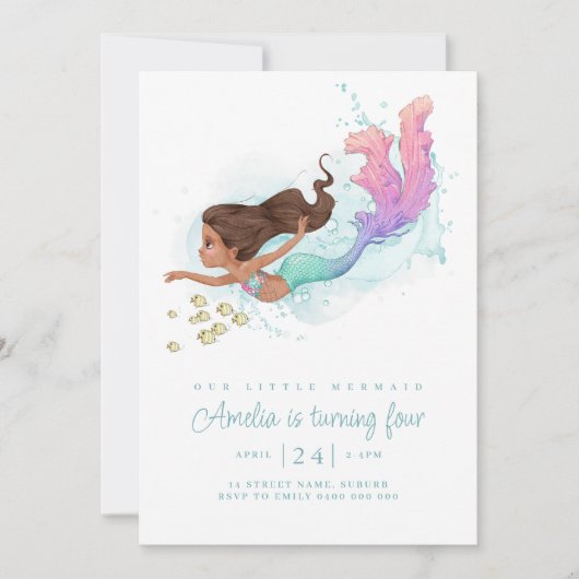 Kleine Meerjungfrau, unter dem Meer Einladung (Vorderseite)