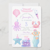 Kleine Meerjungfrau unter der Magie Geburtstag Ein Einladung (Vorderseite)