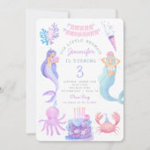 Kleine Meerjungfrau unter der Magie Geburtstag Ein Einladung (Vorderseite)