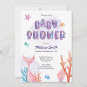 Kleine Meerjungfrau unter der Meerjungdusche Einladung (Vorderseite)