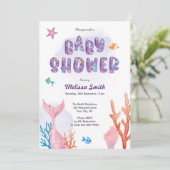 Kleine Meerjungfrau unter der Meerjungdusche Einladung (Stehend Vorderseite)