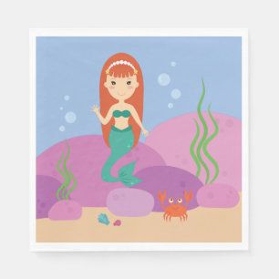 Kleine Meerjungfrau unter Wasser Meereswelt Serviette