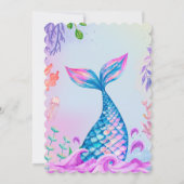 Kleine Meerjungfrau Unterwasser Geburtstagseinladu Einladung (Rückseite)