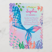 Kleine Meerjungfrau Unterwasser Geburtstagseinladu Einladung (Vorne/Hinten)