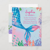 Kleine Meerjungfrau Unterwasser Geburtstagseinladu Einladungspostkarte (Vorne/Hinten)