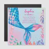 Kleine Meerjungfrau Unterwasser Geburtstagseinladu Magneteinladung (Vorne/Hinten)
