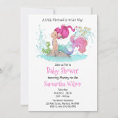 Kleine Meerjungfrau Wasserfarbe Babydusche Einladung (Vorderseite)