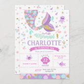 Kleine Meerjungfrau zum Geburtstag unter dem Meer Einladung (Vorne/Hinten)