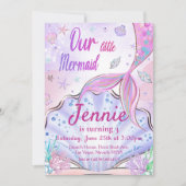 Kleine Meerjungfrau zum Geburtstag unter dem Party Einladung (Vorderseite)