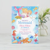 Kleine Meerjungfrau zum Geburtstag von Kindern Einladung (Stehend Vorderseite)
